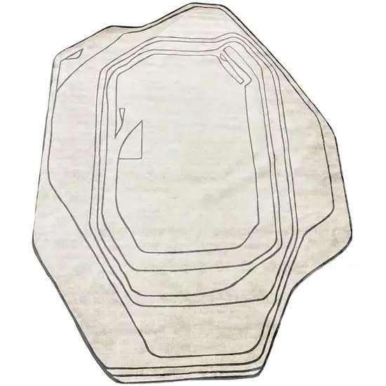 Black And Cream Abstract Area Rug Photo 4