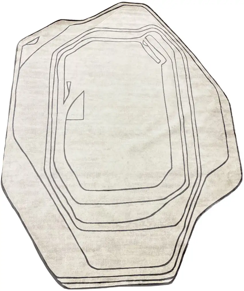 Black And Cream Abstract Area Rug Photo 4