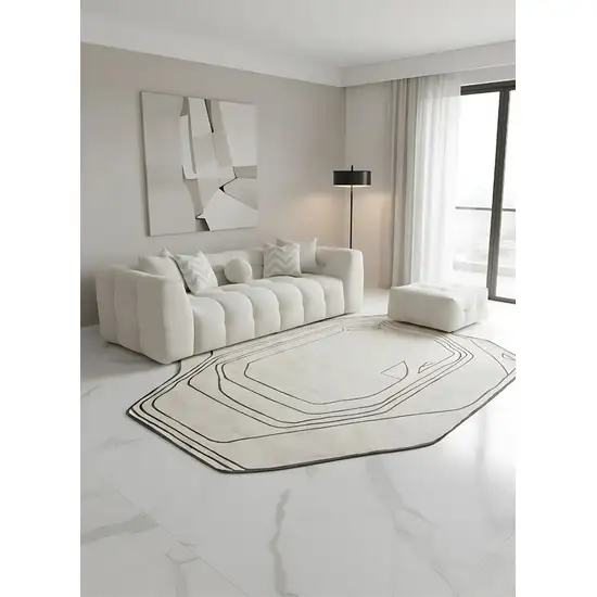 Black And Cream Abstract Area Rug Photo 4