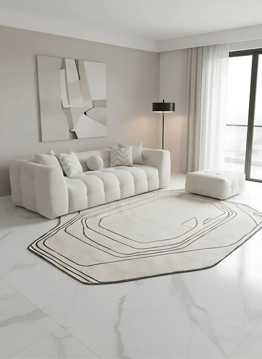 Black And Cream Abstract Area Rug Photo 4