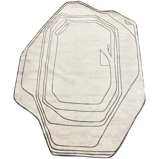 Black And Cream Abstract Area Rug Photo 2