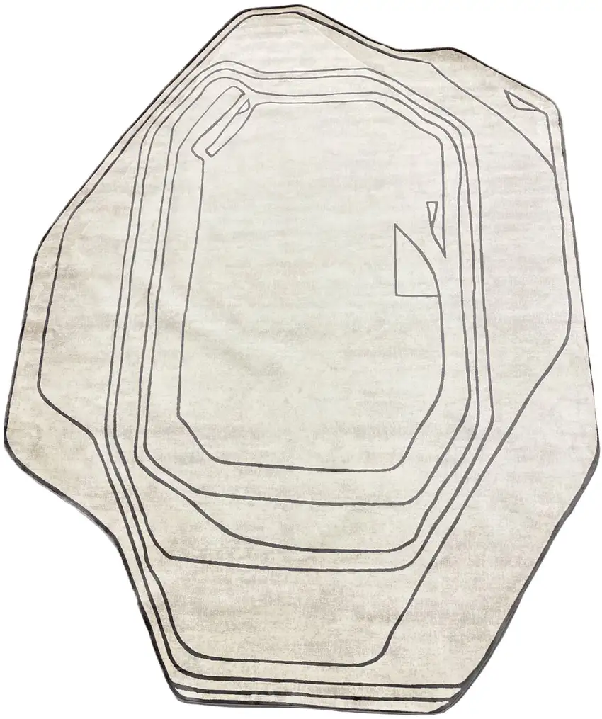 Black And Cream Abstract Area Rug Photo 2