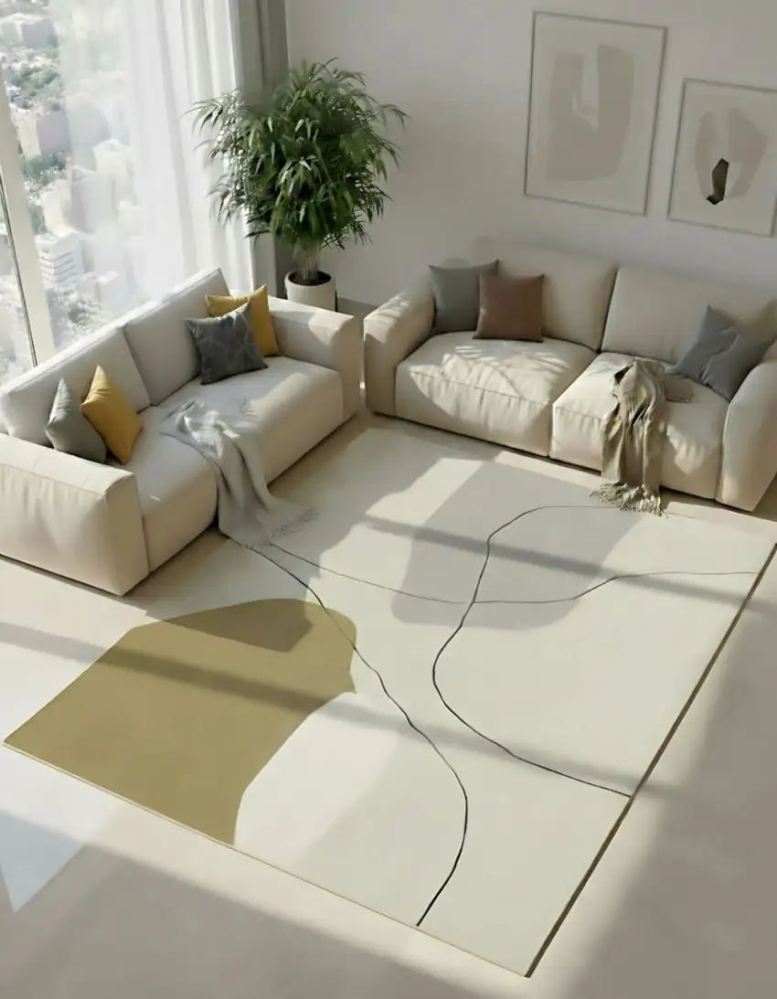 Black And Cream Abstract Area Rug Photo 1