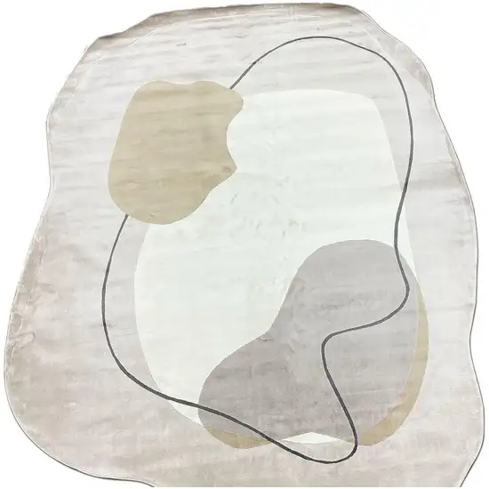 Beige Cream And Tan Abstract Area Rug Photo 5