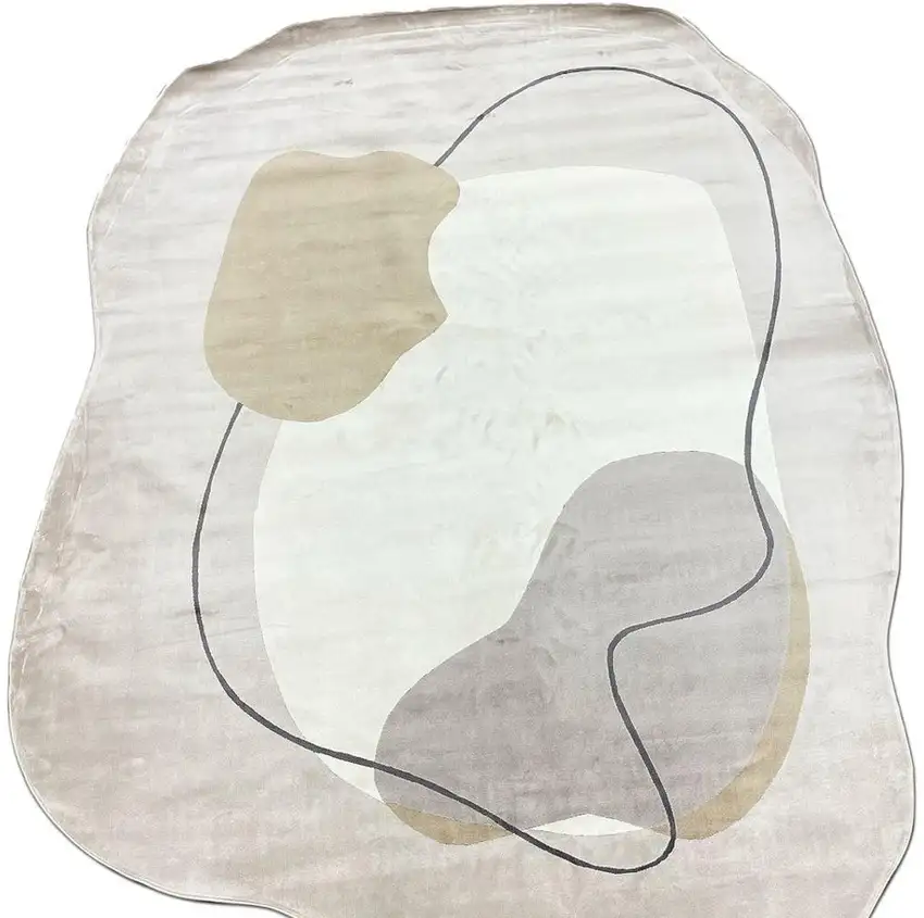 Beige Cream And Tan Abstract Area Rug Photo 5