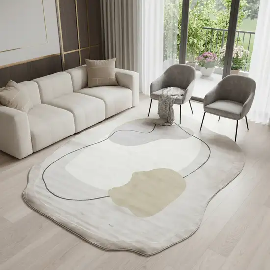 Beige Cream And Tan Abstract Area Rug Photo 1