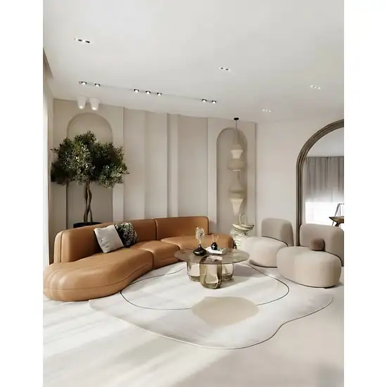 Beige Cream And Tan Abstract Area Rug Photo 4