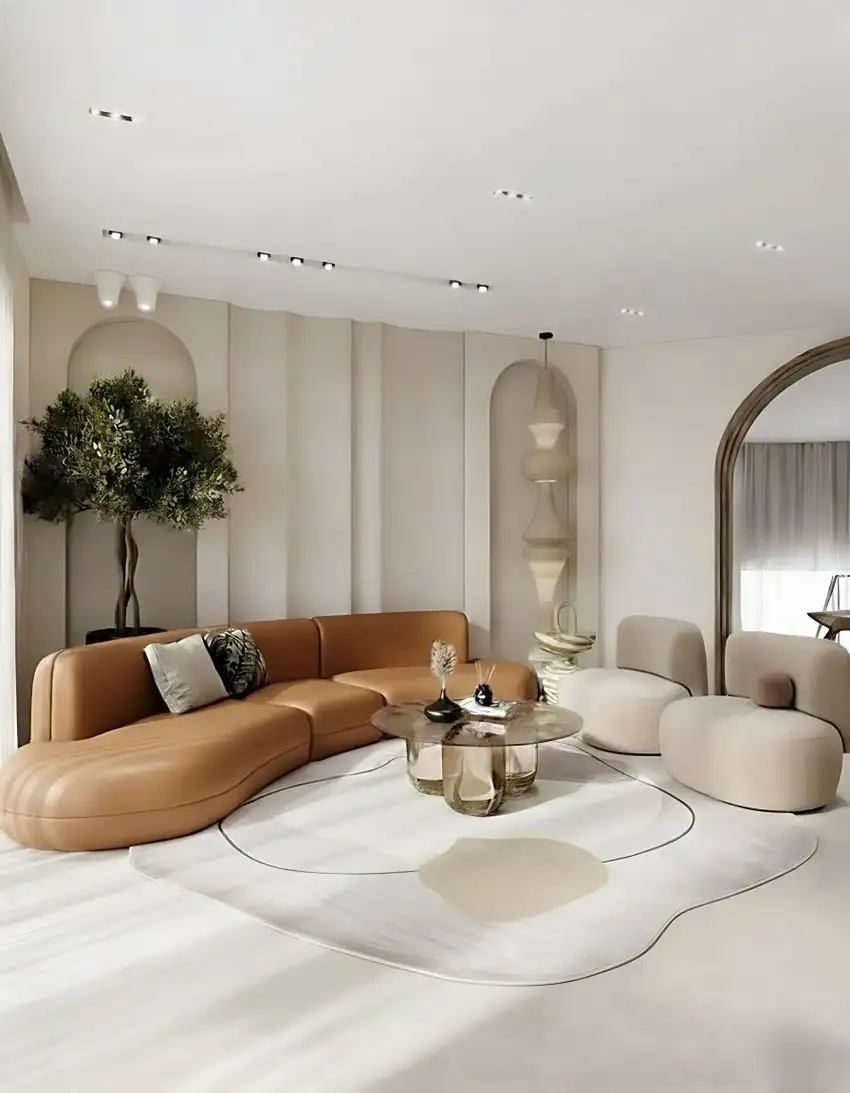 Beige Cream And Tan Abstract Area Rug Photo 4