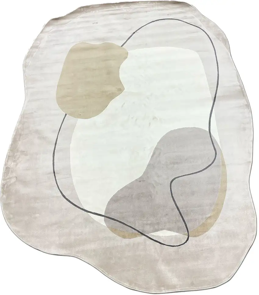 Beige Cream And Tan Abstract Area Rug Photo 2