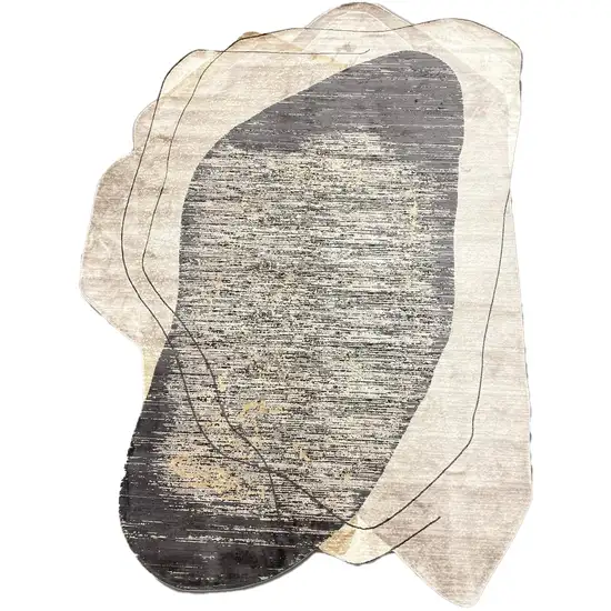 Black And Cream Abstract Distressed Area Rug Photo 2