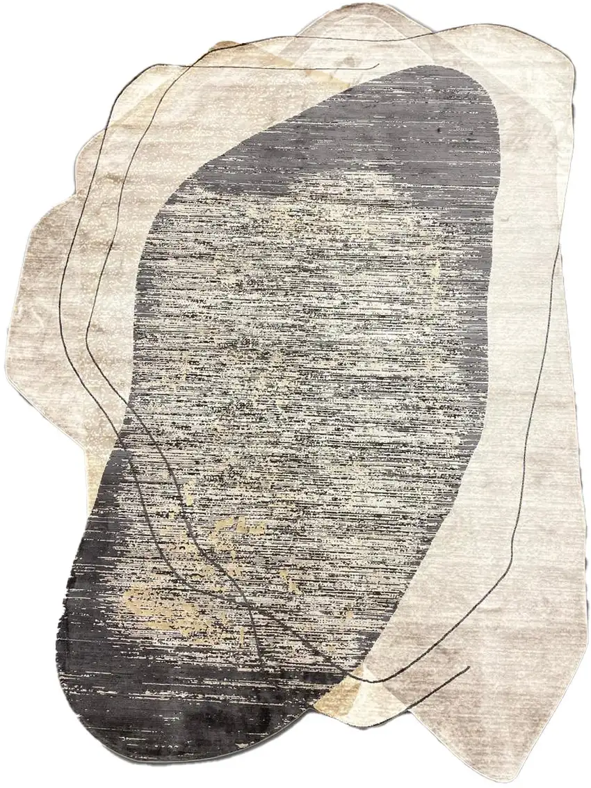 Black And Cream Abstract Distressed Area Rug Photo 2