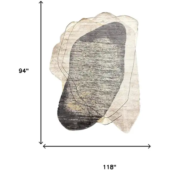 Black And Cream Abstract Distressed Area Rug Photo 5