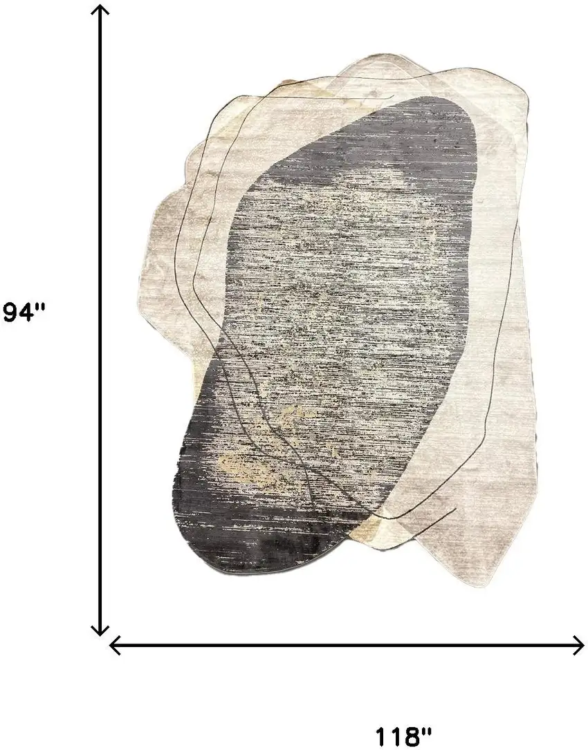 Black And Cream Abstract Distressed Area Rug Photo 5