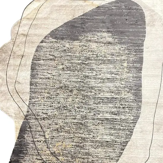 Black And Cream Abstract Distressed Area Rug Photo 4