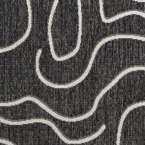 Black And Cream Abstract Indoor Outdoor Area Rug Photo 2