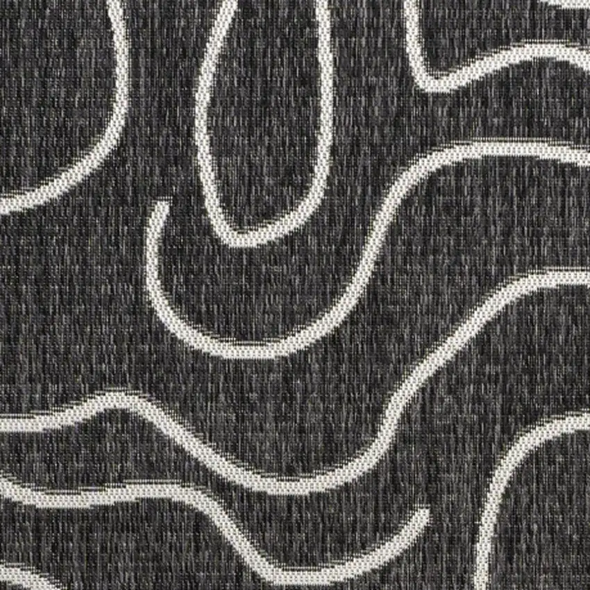 Black And Cream Abstract Indoor Outdoor Area Rug Photo 2