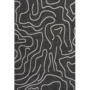 Photo of Black And Cream Abstract Indoor Outdoor Area Rug