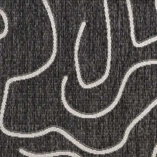 Black And Cream Abstract Indoor Outdoor Area Rug Photo 2