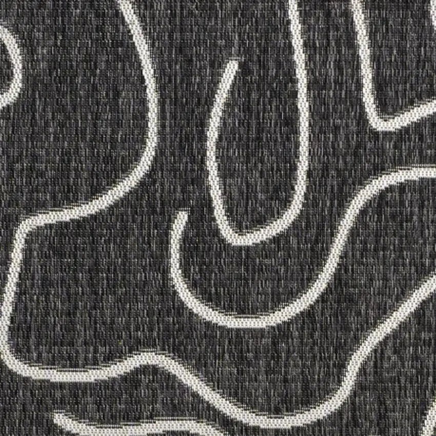 Black And Cream Abstract Indoor Outdoor Area Rug Photo 2