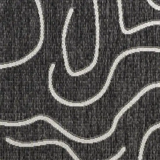 Black And Cream Abstract Indoor Outdoor Area Rug Photo 2