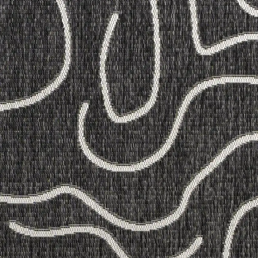 Black And Cream Abstract Indoor Outdoor Area Rug Photo 2