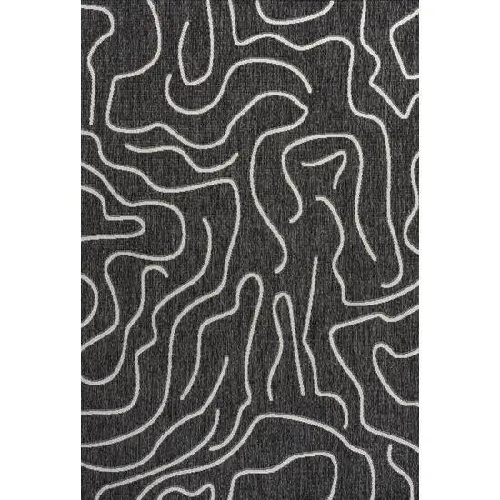 Black And Cream Abstract Indoor Outdoor Area Rug Photo 1