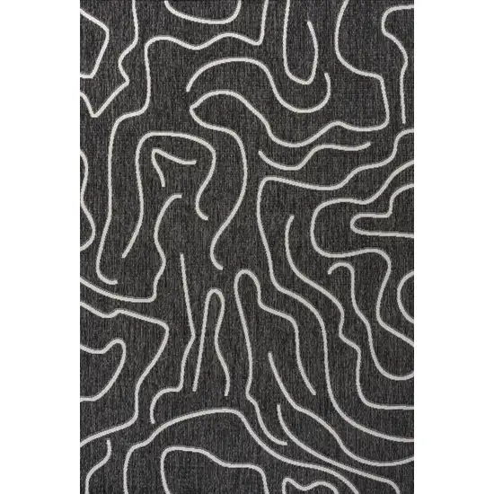 Black And Cream Abstract Indoor Outdoor Area Rug Photo 3