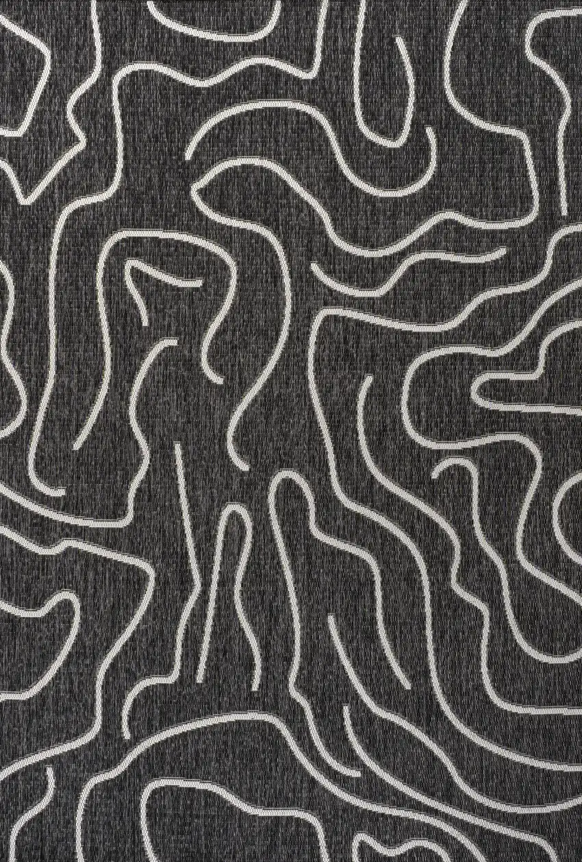 Black And Cream Abstract Indoor Outdoor Area Rug Photo 3