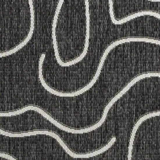 Black And Cream Abstract Indoor Outdoor Area Rug Photo 2