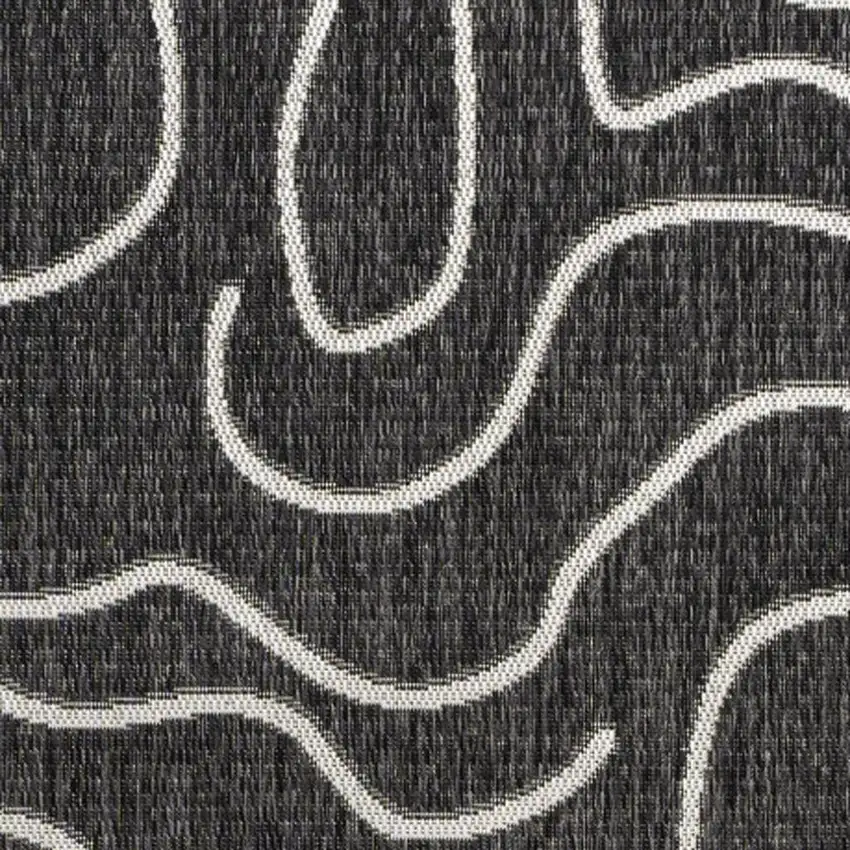 Black And Cream Abstract Indoor Outdoor Area Rug Photo 2