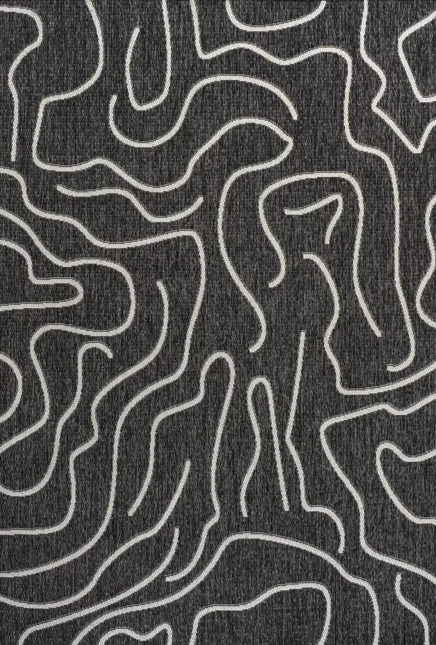Black And Cream Abstract Indoor Outdoor Area Rug Photo 1
