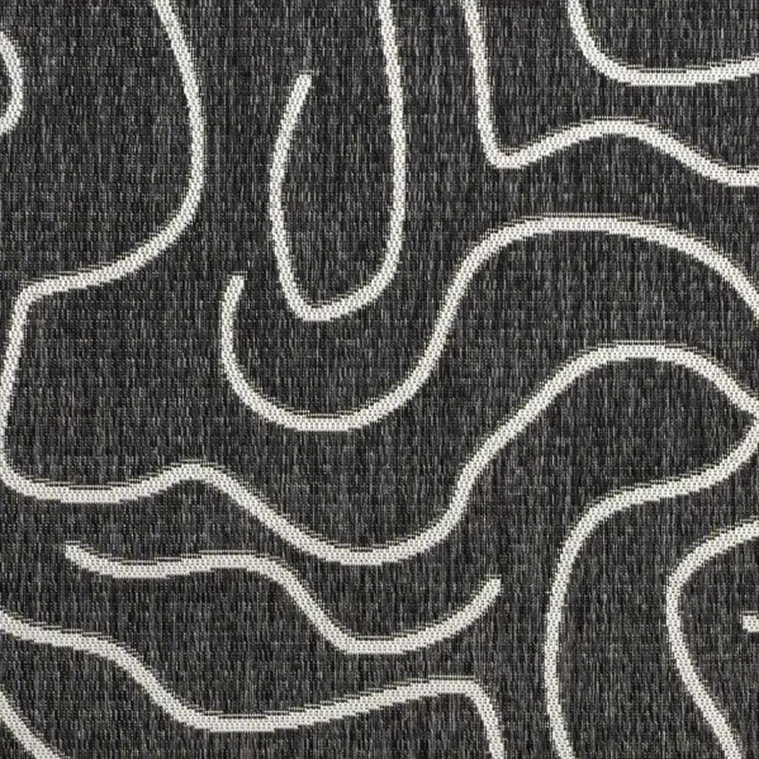 Black And Cream Abstract Indoor Outdoor Area Rug Photo 3