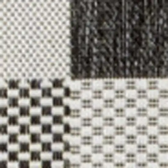 Black And Cream Geometric Indoor Outdoor Area Rug Photo 2