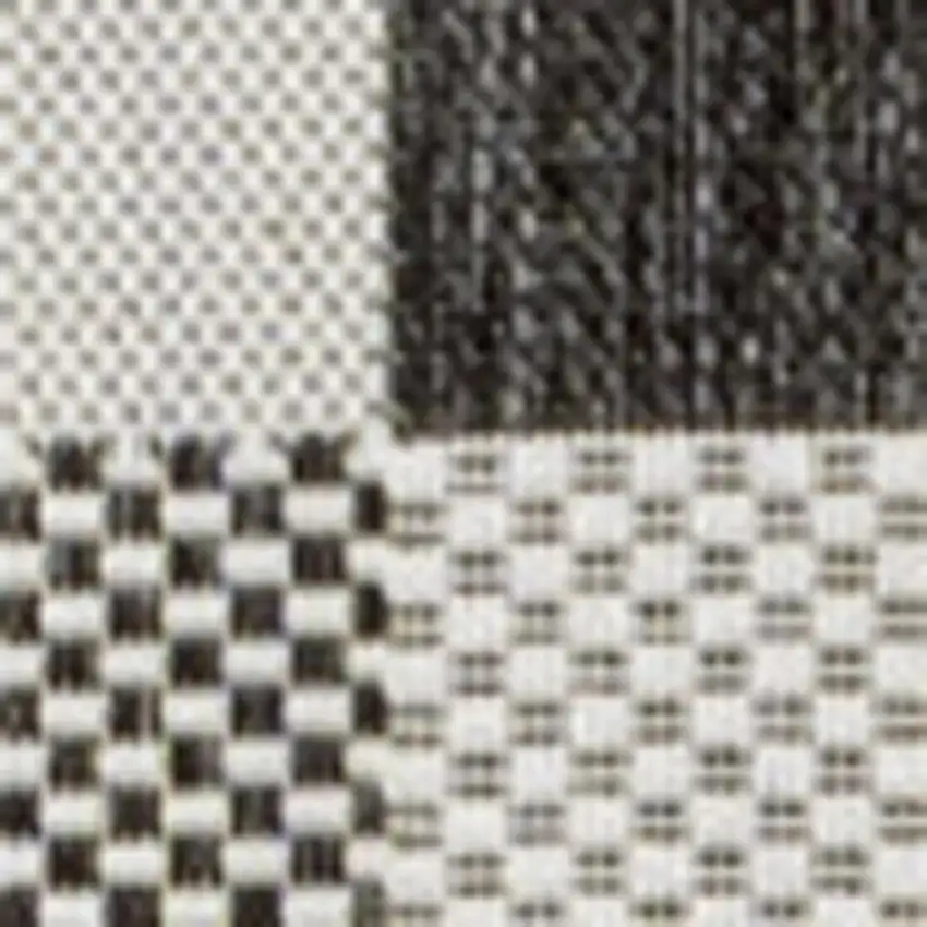 Black And Cream Geometric Indoor Outdoor Area Rug Photo 2