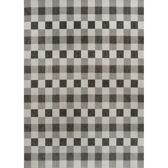 Black And Cream Geometric Indoor Outdoor Area Rug Photo 1