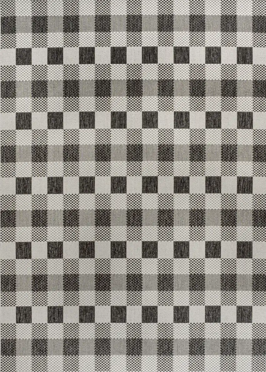 Black And Cream Geometric Indoor Outdoor Area Rug Photo 1