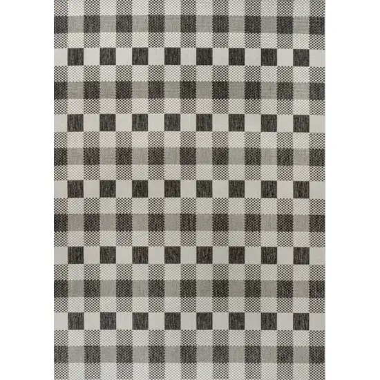 Black And Cream Geometric Indoor Outdoor Area Rug Photo 3