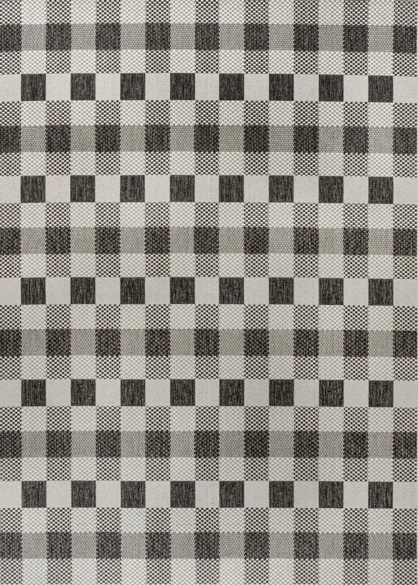 Black And Cream Geometric Indoor Outdoor Area Rug Photo 3