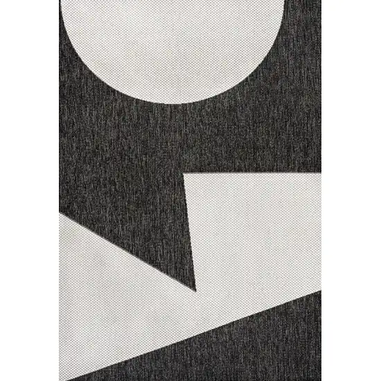 Black And Cream Geometric Indoor Outdoor Area Rug Photo 2
