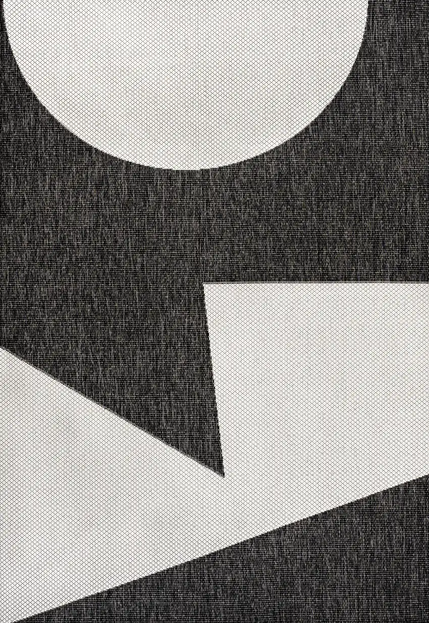 Black And Cream Geometric Indoor Outdoor Area Rug Photo 2