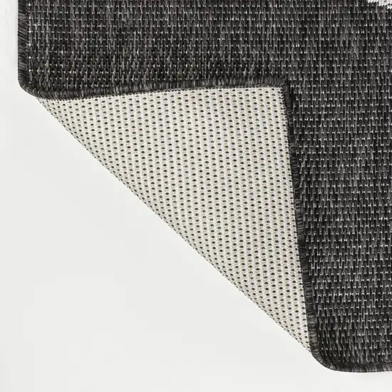 Black And Cream Geometric Indoor Outdoor Area Rug Photo 9