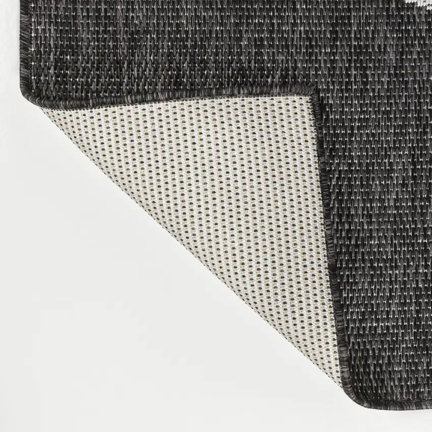 Black And Cream Geometric Indoor Outdoor Area Rug Photo 9