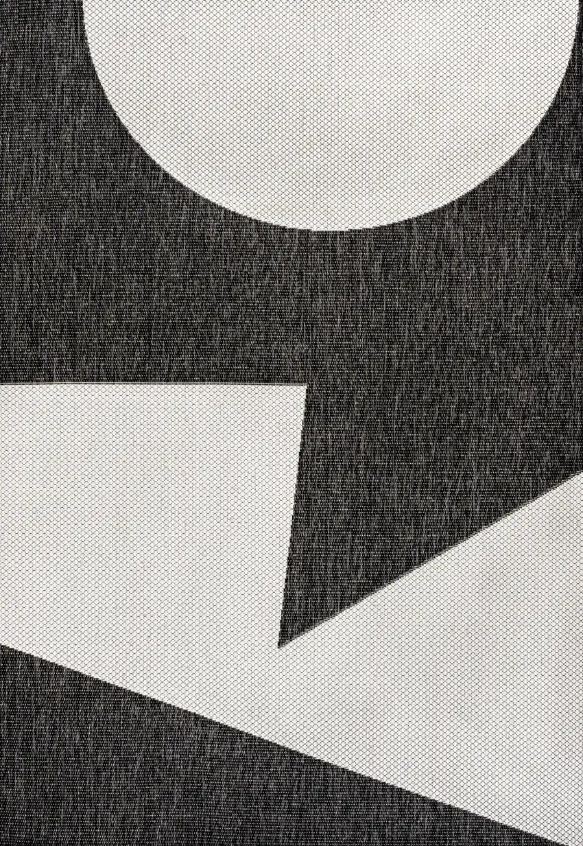 Black And Cream Geometric Indoor Outdoor Area Rug Photo 1