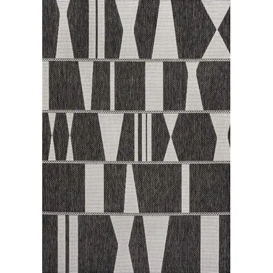 Black And Cream Geometric Indoor Outdoor Area Rug Photo 1