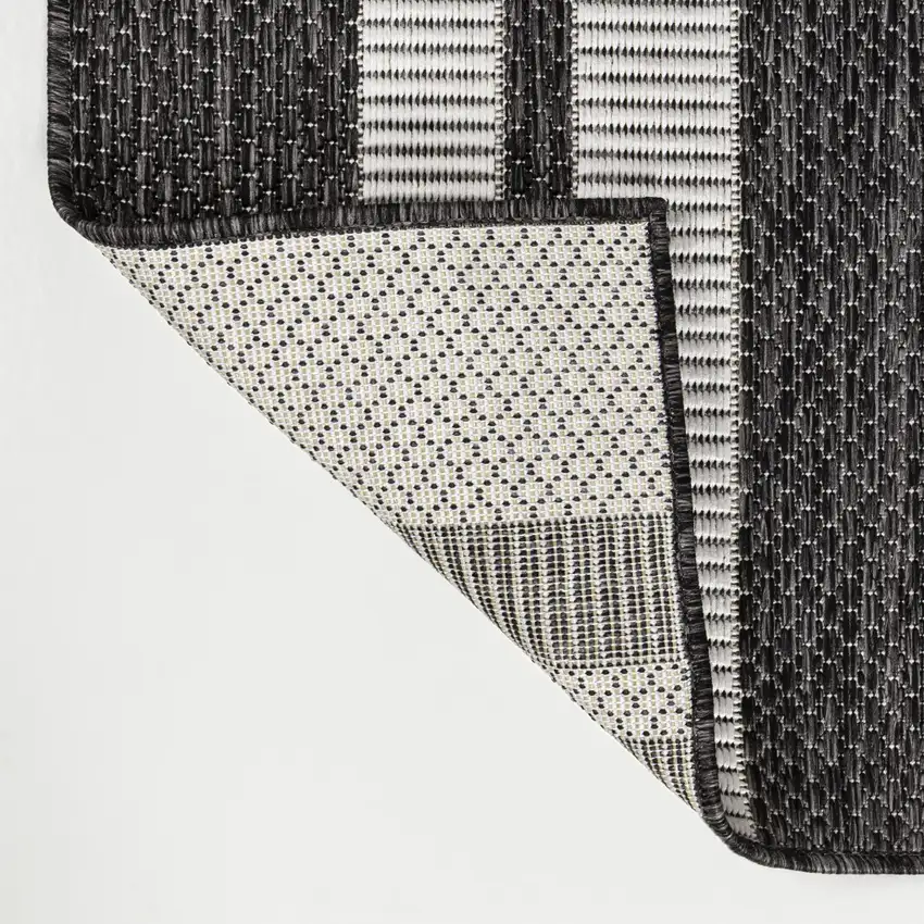 Black And Cream Geometric Indoor Outdoor Area Rug Photo 8