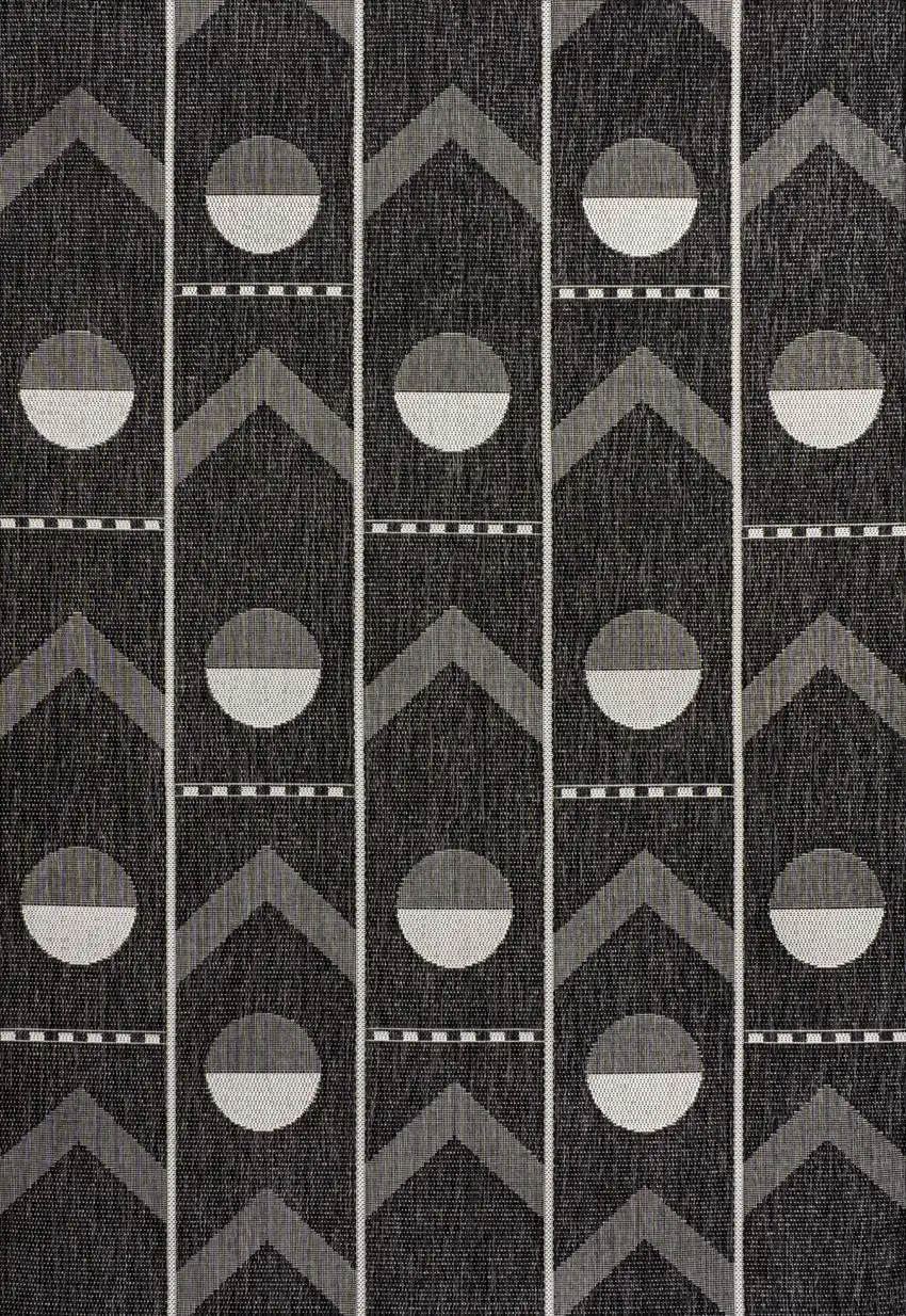 Black And Cream Geometric Indoor Outdoor Area Rug Photo 2