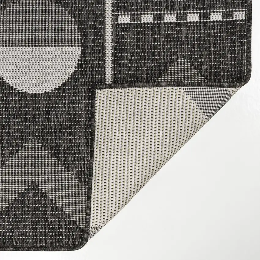 Black And Cream Geometric Indoor Outdoor Area Rug Photo 2