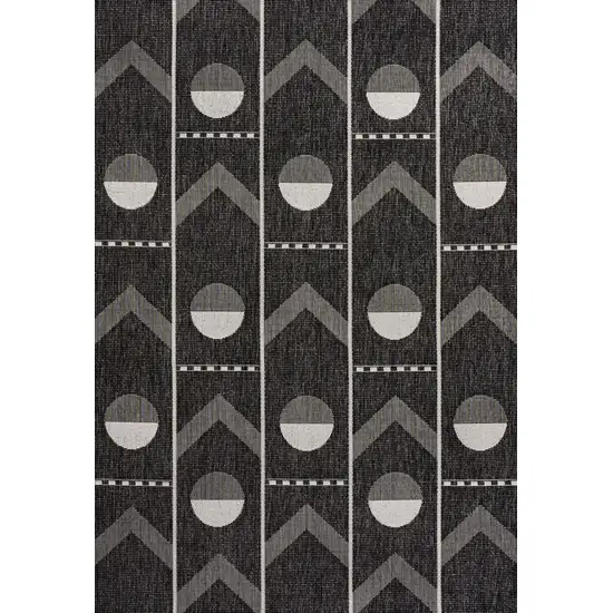 Black And Cream Geometric Indoor Outdoor Area Rug Photo 2