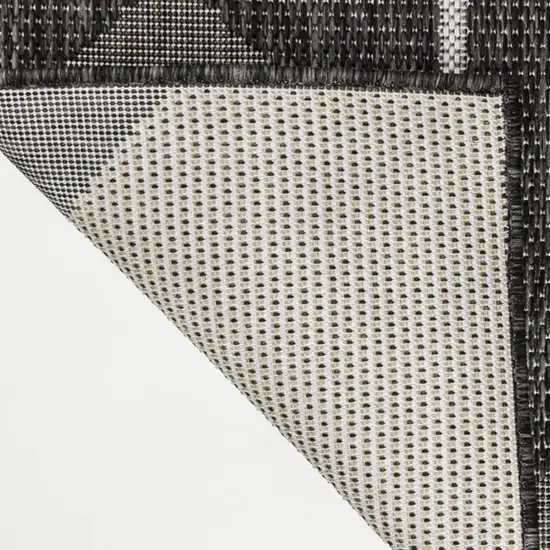 Black And Cream Geometric Indoor Outdoor Area Rug Photo 2