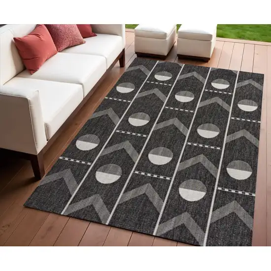 Black And Cream Geometric Indoor Outdoor Area Rug Photo 1